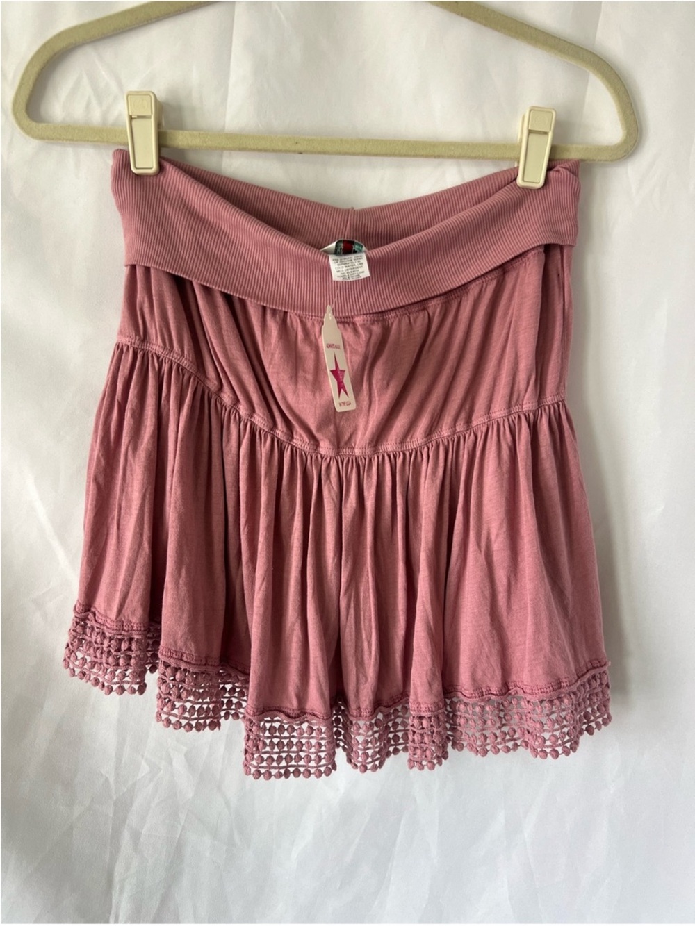 NWT Women's HARD TAIL Pink* Lace Hem Mini Skirt